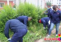 “我為群眾辦實事”  迎建黨百年，清理花壇雜草，美化家園